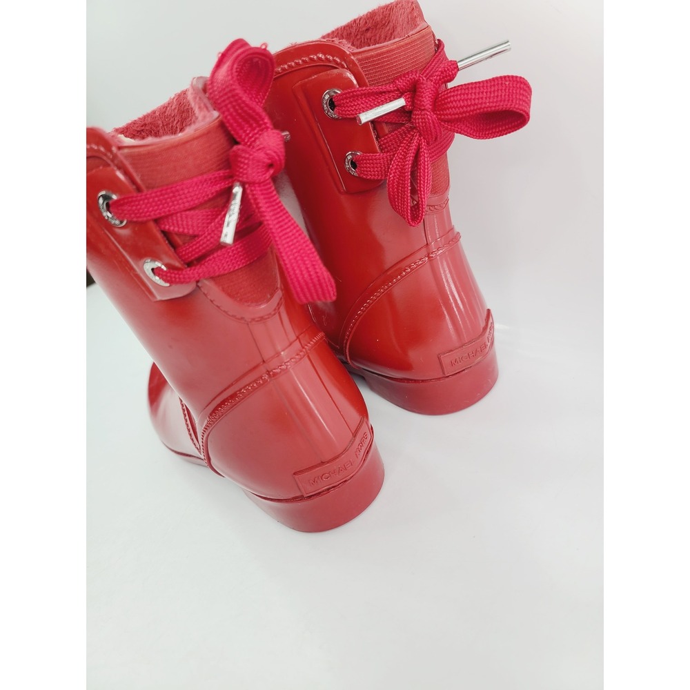 Michael Kors, Round Toe Rubber Ankle Boot Rubber Rain Boots, Women, Size 8, Red - Picture 3 of 8